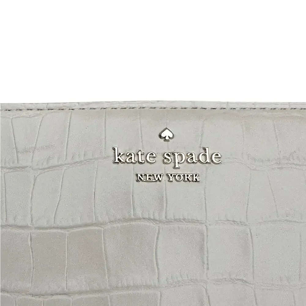 Kate Spade Ivory Dumpling Croc-Embossed Bi-fold Wallet